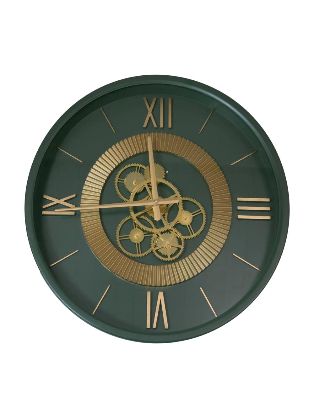 BRANDANI Orologio da Parete Ingranaggi Verde e Oro 50cm Metal Numeri…