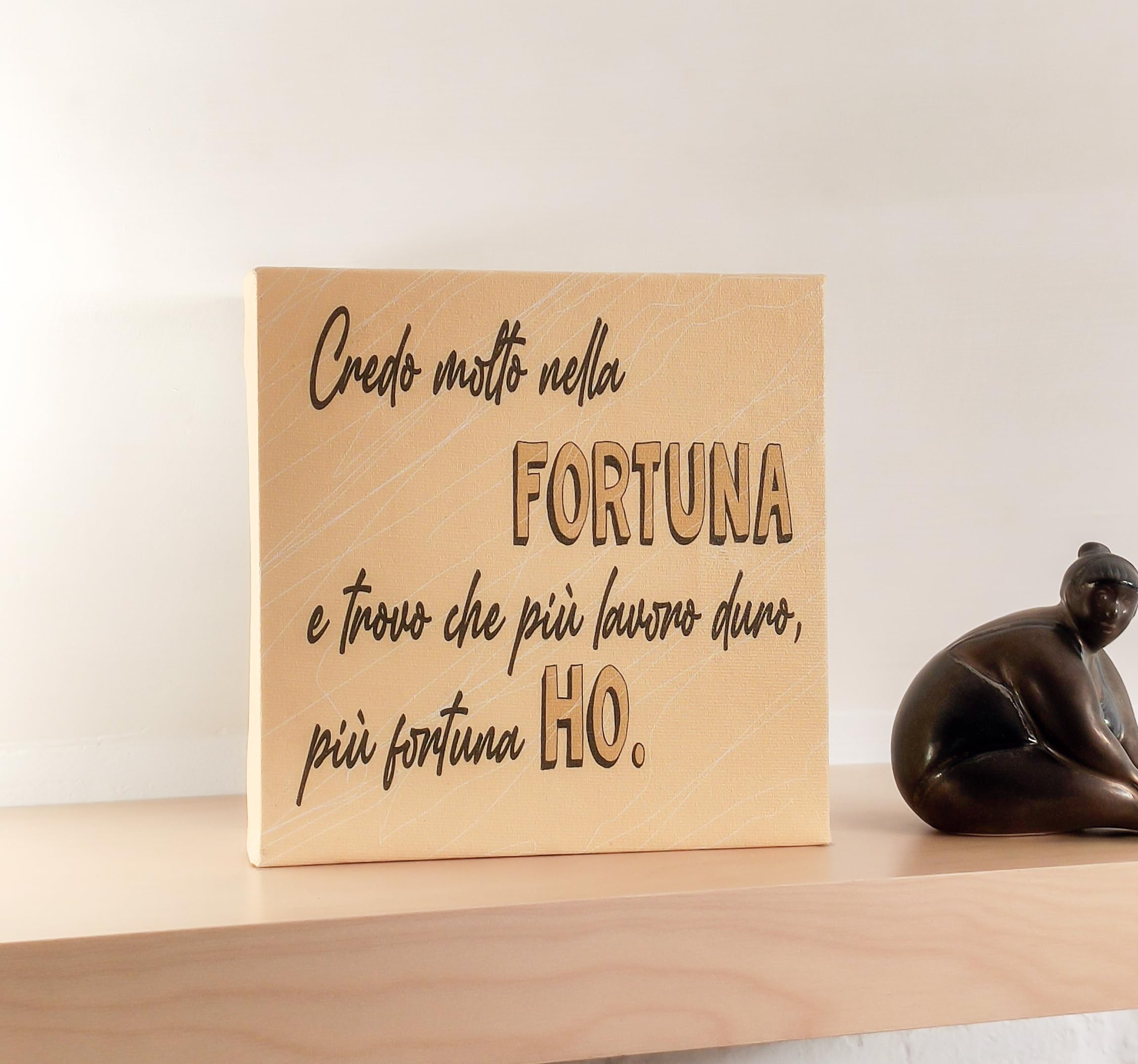 Quadro Decorativo con Citazione Italiana sulla Fortuna