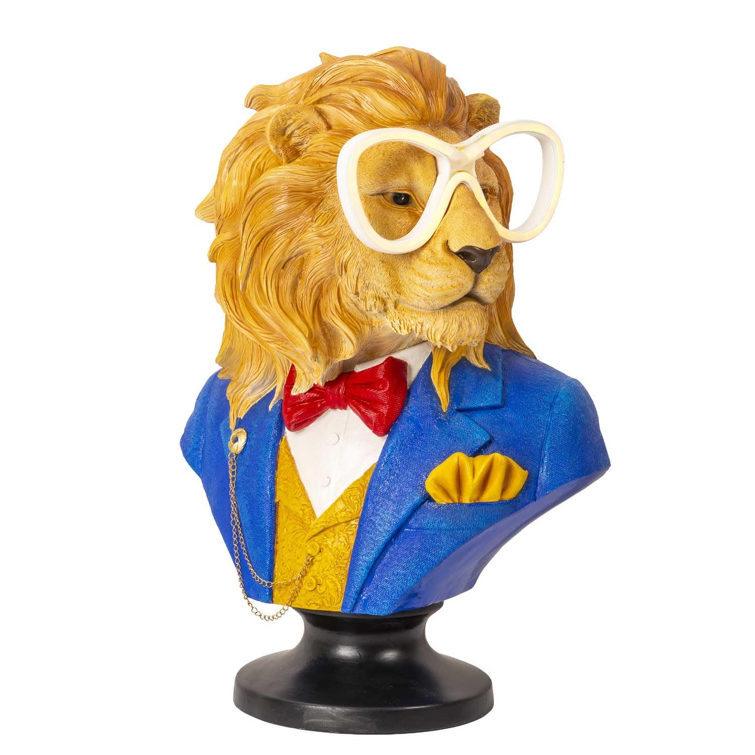 Palais Royal The LED Guys Ruggero Busto Leone con LED 43cm in Resina